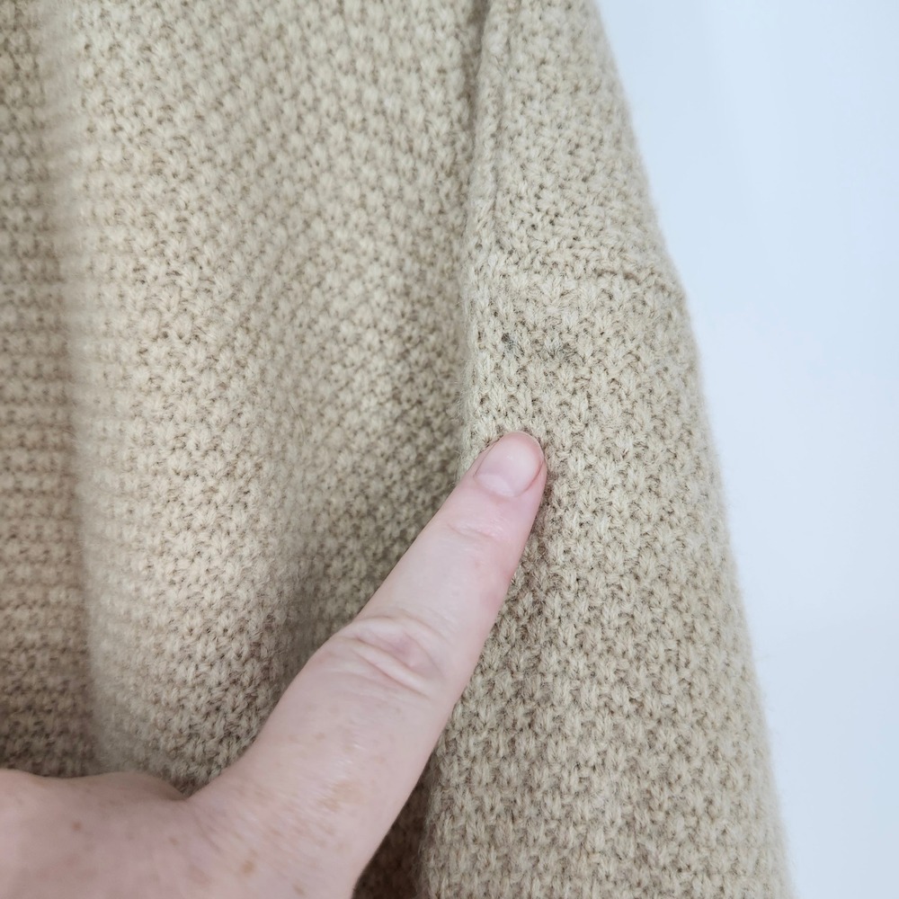 Cream Womens Long Line Cardigan Sweater Size L Open Front Textured Autumn - Picture 8 of 8